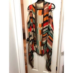 Sleevless geometric bohemian kimono